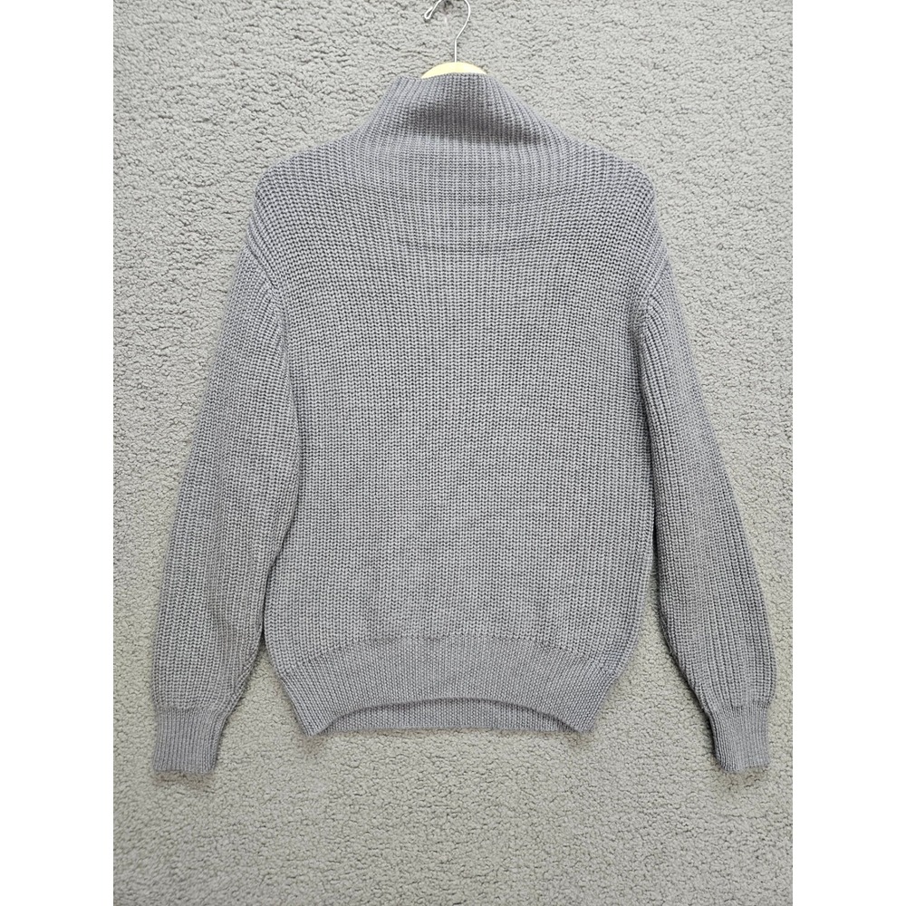 Wilfred Aritzia Merino Wool Sweater S Gray Chunky Ribbed Mock Neck Pullover